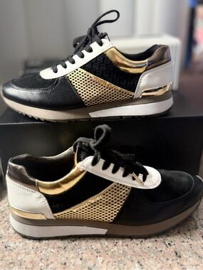 Michael Kors Black White and Gold Athletic Sneakers
